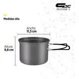 Set Sarten Olla Marmita Camping 3 Piezas Aluminio