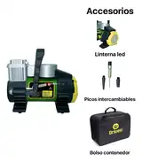 Compresor De Aire Mini Portátil Con Luz Led 12v Driven Verde