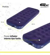 Colchón Inflable 1 Plaza Con Inflador Incorporado