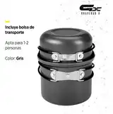 Set Sarten Olla Marmita Camping 3 Piezas Aluminio